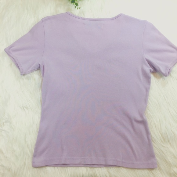 Vneck Lavender Basic Tee AC Collection Paris - Picture 2 of 8